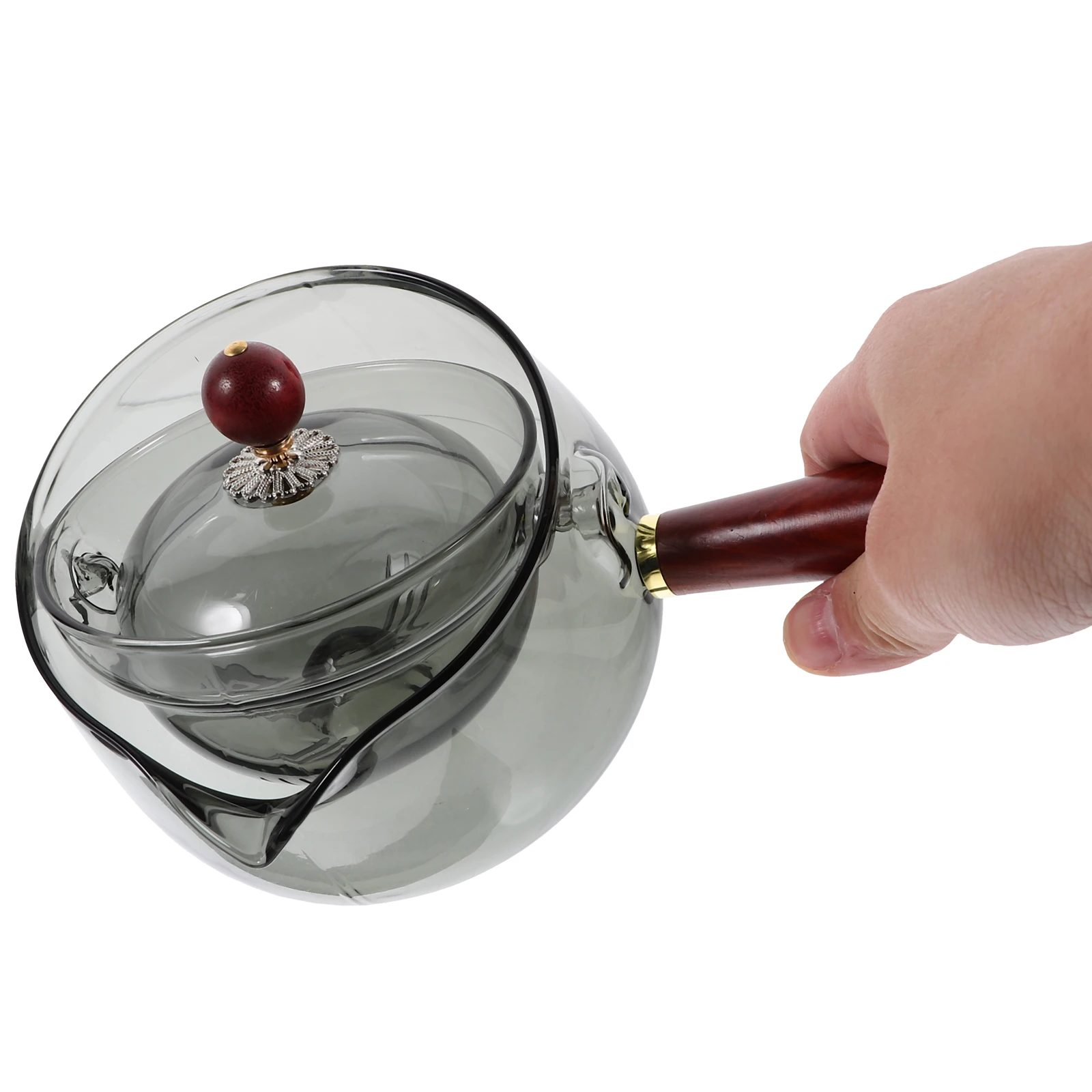

Elegant Rotating Teapot 360 Rotation Glass Teapot Creative Shape Side Handle Comfortable Grip Suitable for Home Desktop and
