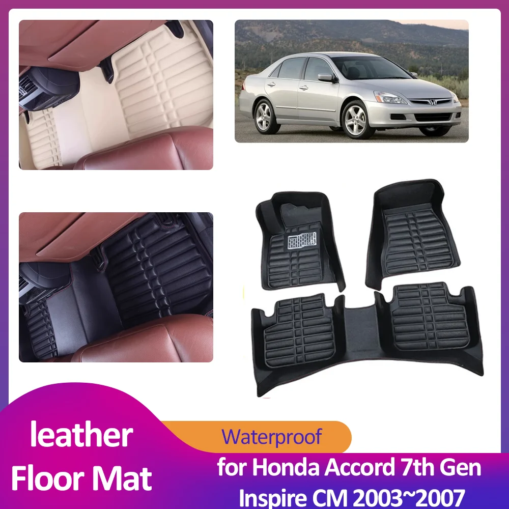 

Car Floor Mat for Honda Accord 7th Gen Inspire CM 2003~2007 Leather Foot Inner Liner Waterproof Carpet Pad Custom Accessories