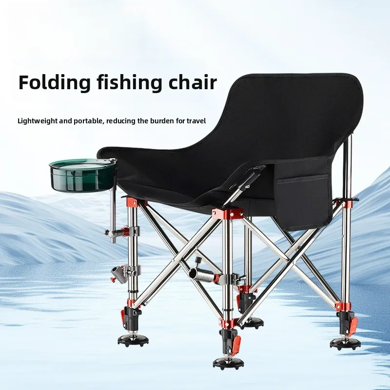 Chaise pliante d'extérieur à pieds réglables en alliage d'aluminium, tabouret de pêche, siège tout-terrain extensible, chaises pliantes de plage en gros