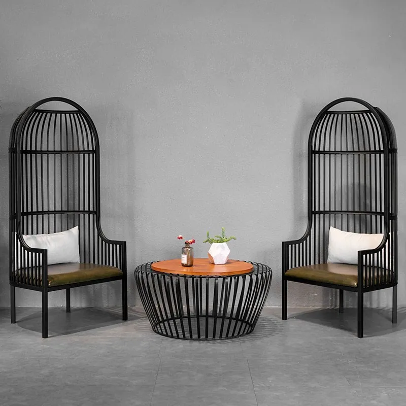 

American industrial restaurant reception room negotiation wrought iron courtyard card seat sofa