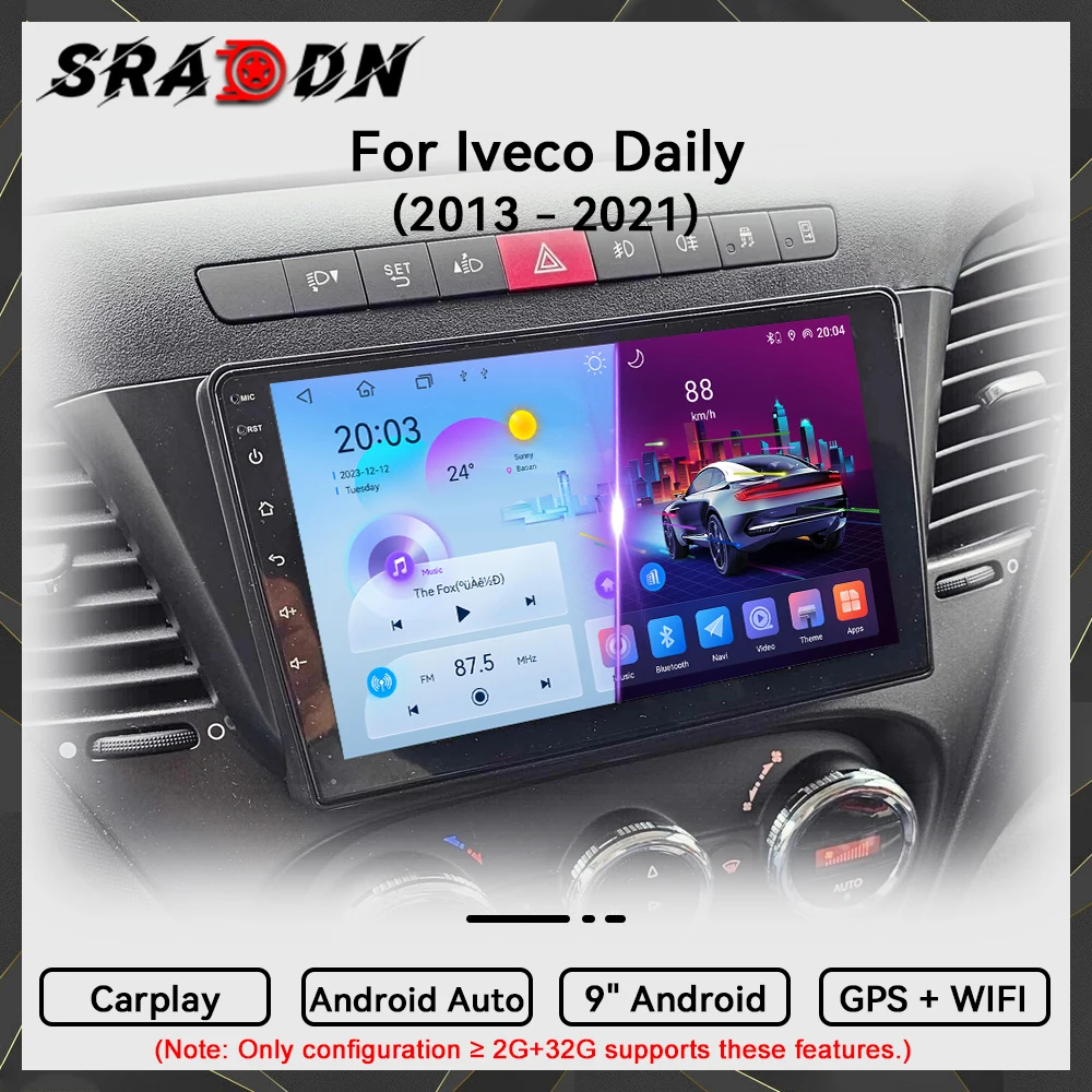 Para Iveco Daily 2013 2014 2015 2016 2017 2018 2019 2020 2021 Rádio Automóvel Android Player Multimédia Inteligente para Automóveis Navegação GPS Carplay Ecrã Táctil Estéreo Automóvel