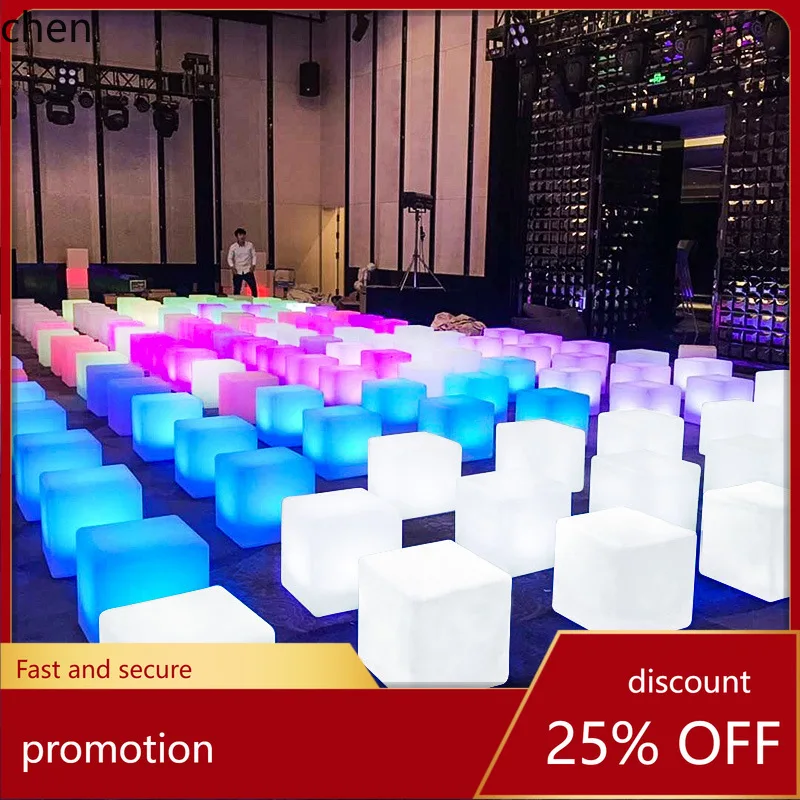 

HTLED Luminous Cube Stool Outdoor Activity Square Stool Bar Counter Seat Exhibition Leisure Combination Luminous Chair