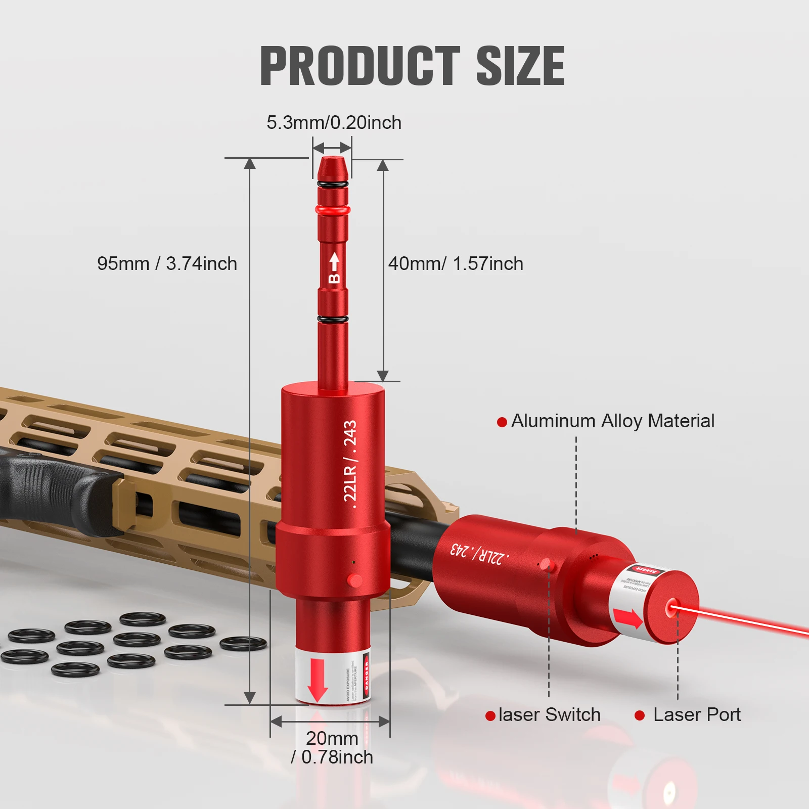 

22LR.243 dual-purpose magnetic laser trainer, red dot, green dot laser trainer, dry powder laser training cartridge ﻿