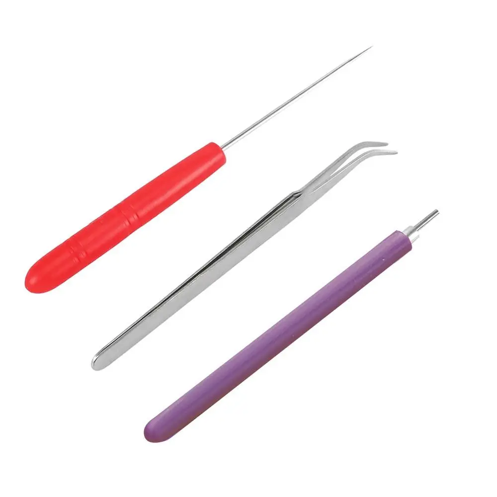 3PCS Slotted Pen Quilling Paper Tools Needle Pins Plastic Paper Quilling Tools Stainless steel Elbow Tweezer DIY Quilling Tool