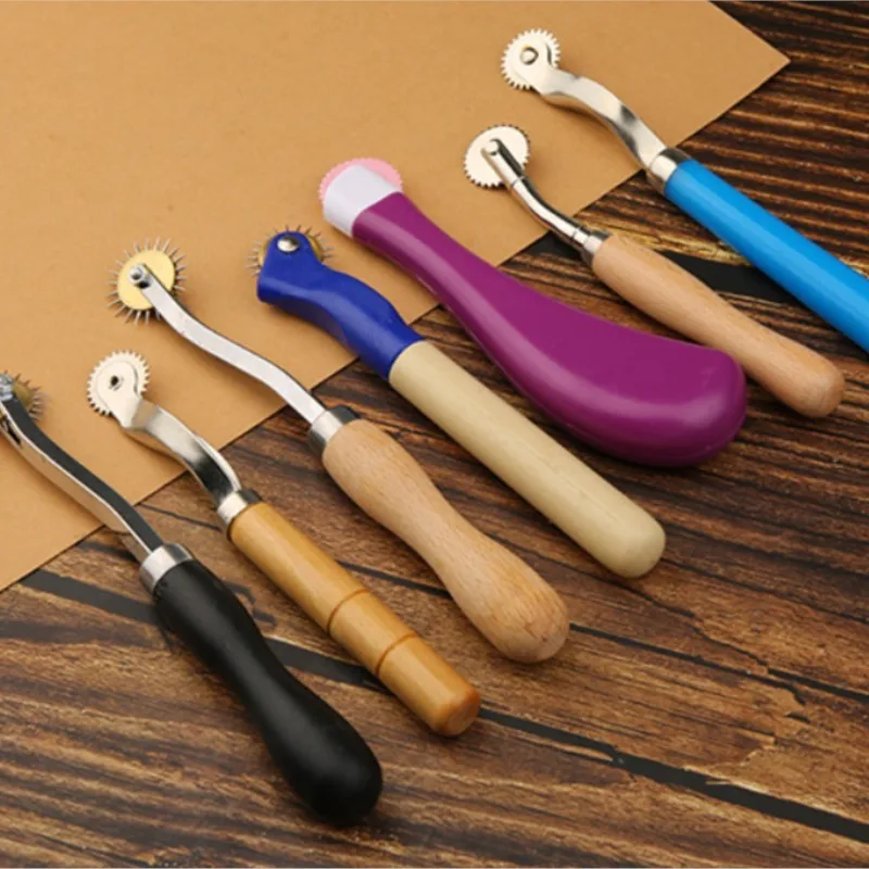 1PCS Leather Cloth Paper Overstitch Wheel Scanning line scribingDIY Sewing Leather Craft Tool Steel ToothType Scanning