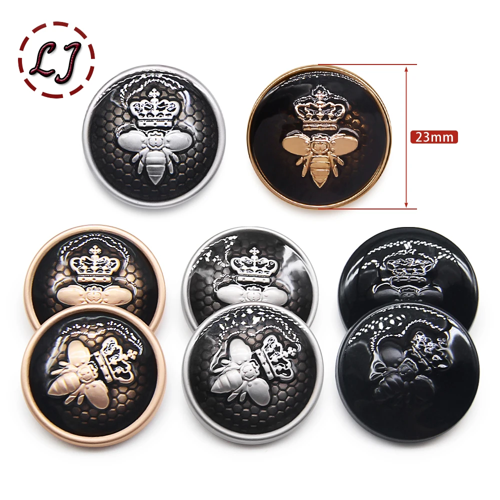 Fashion metal buttons 10pcs/lot British style bee shape sewing buttons for women shirt suit overcoat garment accessories DIY