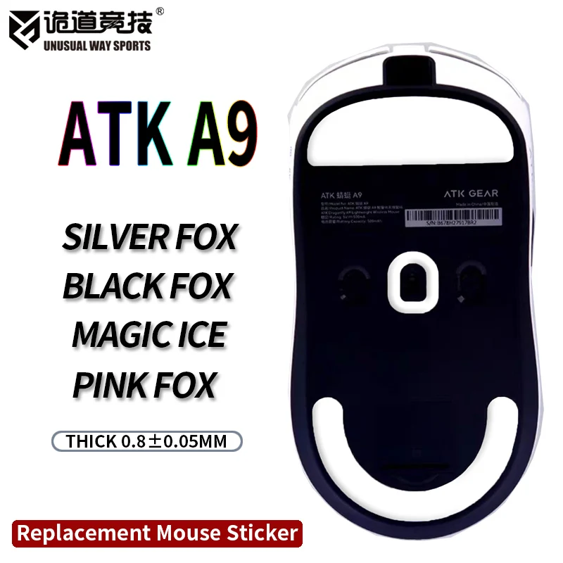UnusualWaySports Mouse Skates Feet ATK A9 SE Pro Plus Ultra Cambered Surface PTFE Anti Collapse Magic Ice Pink Black Silver Fox