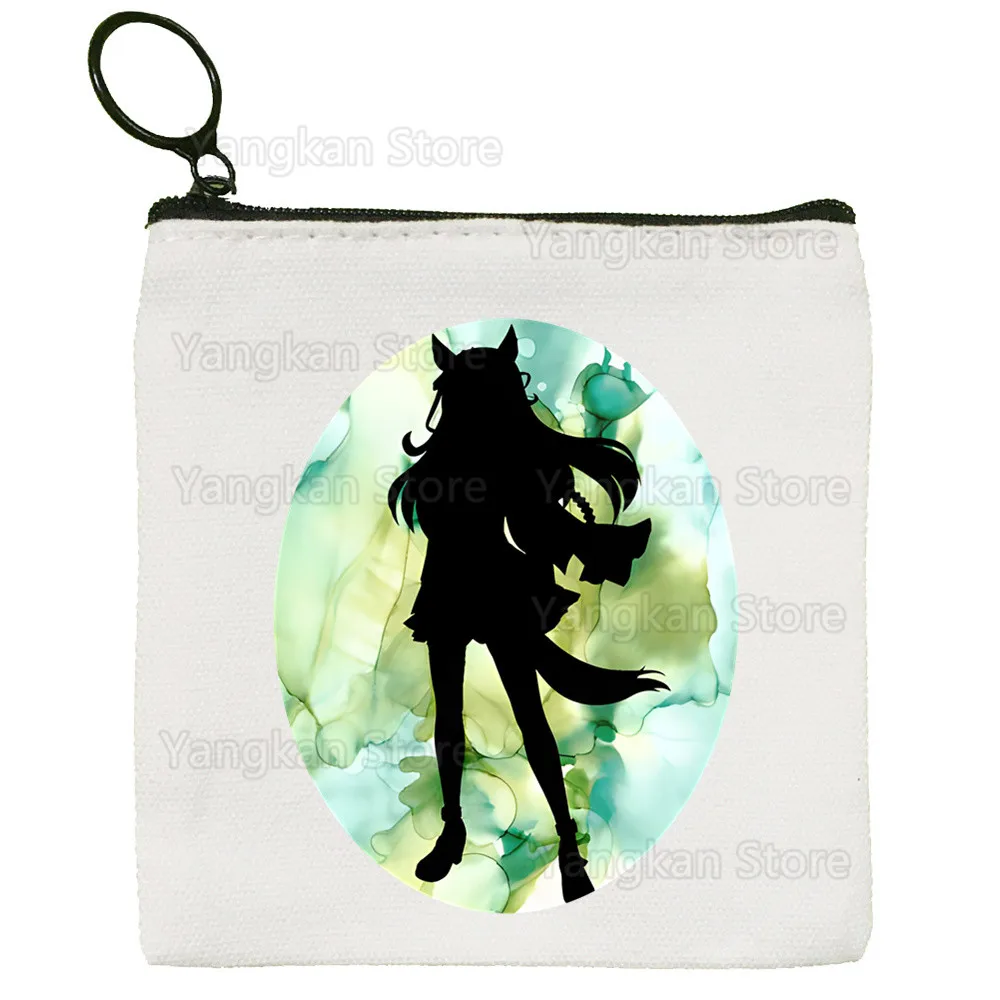 Uma Musume الذهب السفينة أكياس مربعة صغيرة محفظة نسائية للعملات المعدنية تخزين تشيبي Umamusume بطاقة صغيرة حقيبة مفاتيح عملة مخلب سستة حقيبة مفاتيح