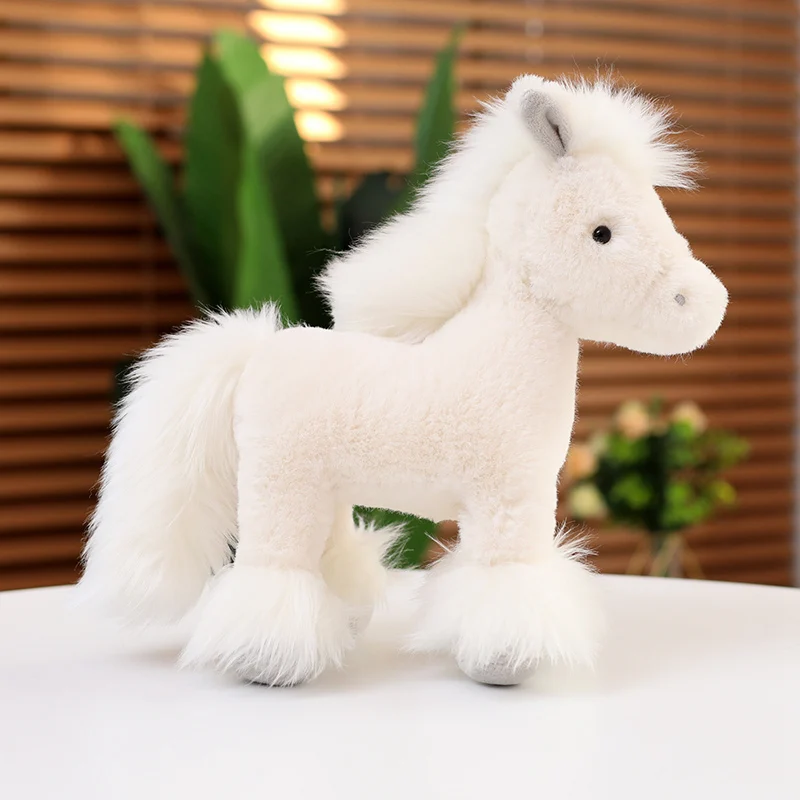 Bonito vida real cavalo bonecas de pelúcia animal de pelúcia alta qualidade super realista pônei brinquedos de pelúcia clássico presente aniversário para crianças