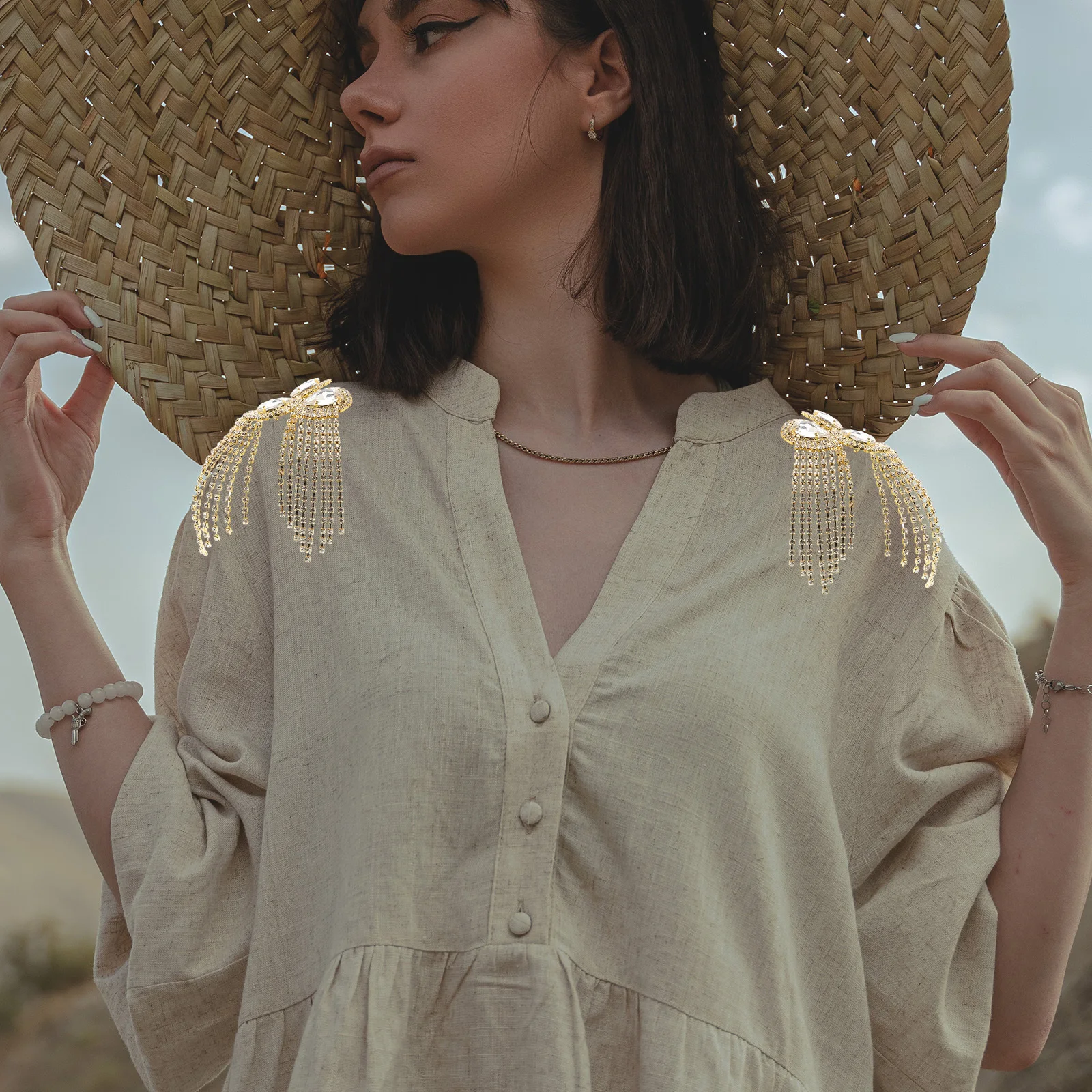 كتاف شرابة أوروبية من حجر الراين لسترة البدلة إكسسوارات الملابس العتيقة زي موحد للرجال والنساء