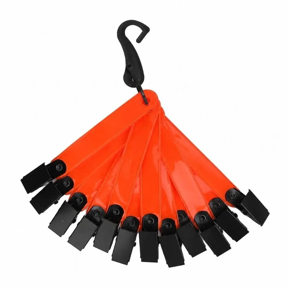 12PCS Durable Fluorescent Reflective Trail Markers PVC Iron Clips Tracking Marks Clip On Trail Markers for Hiking