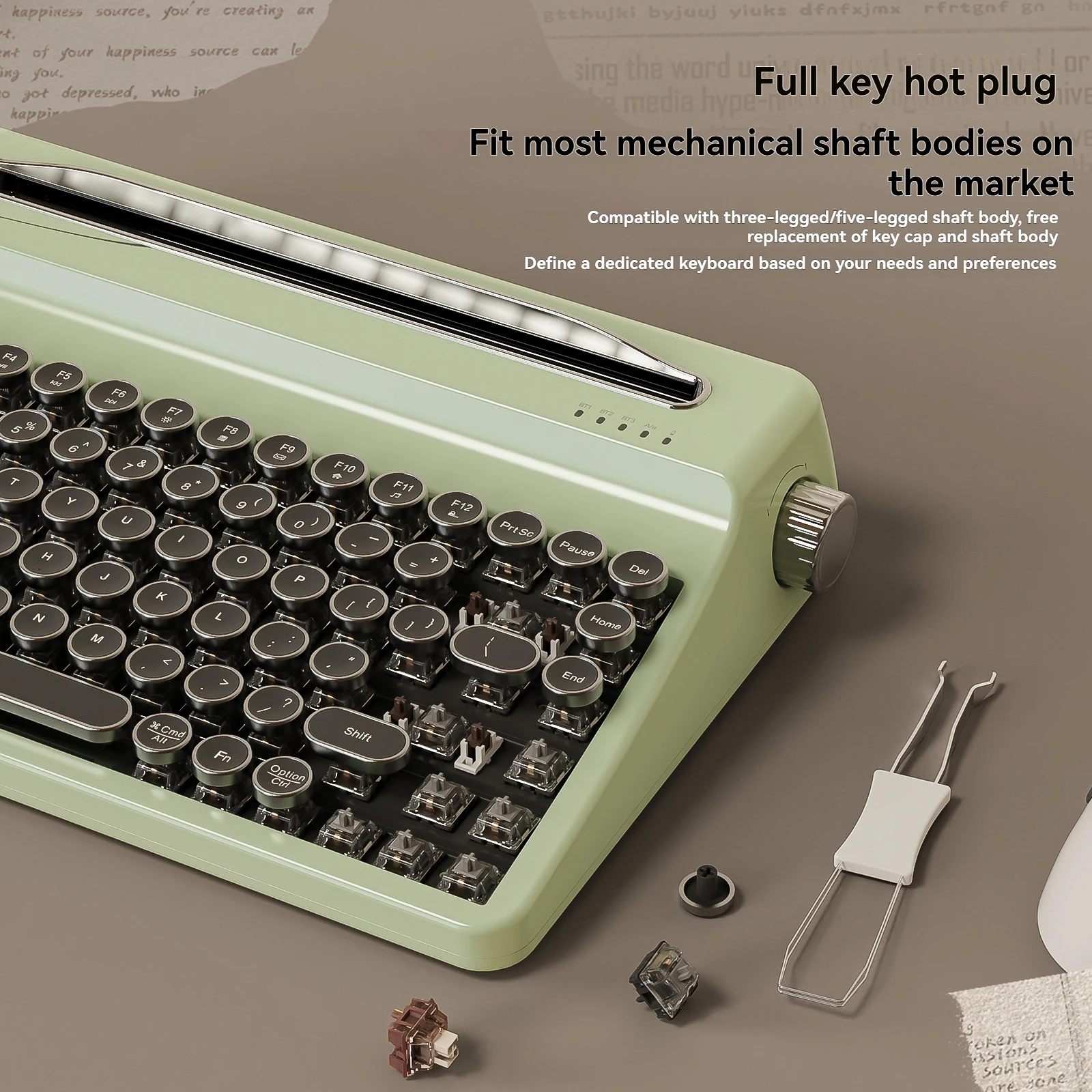 Yunzii QL75 タイプライター メカニカル キーボード ワイヤレス トライ