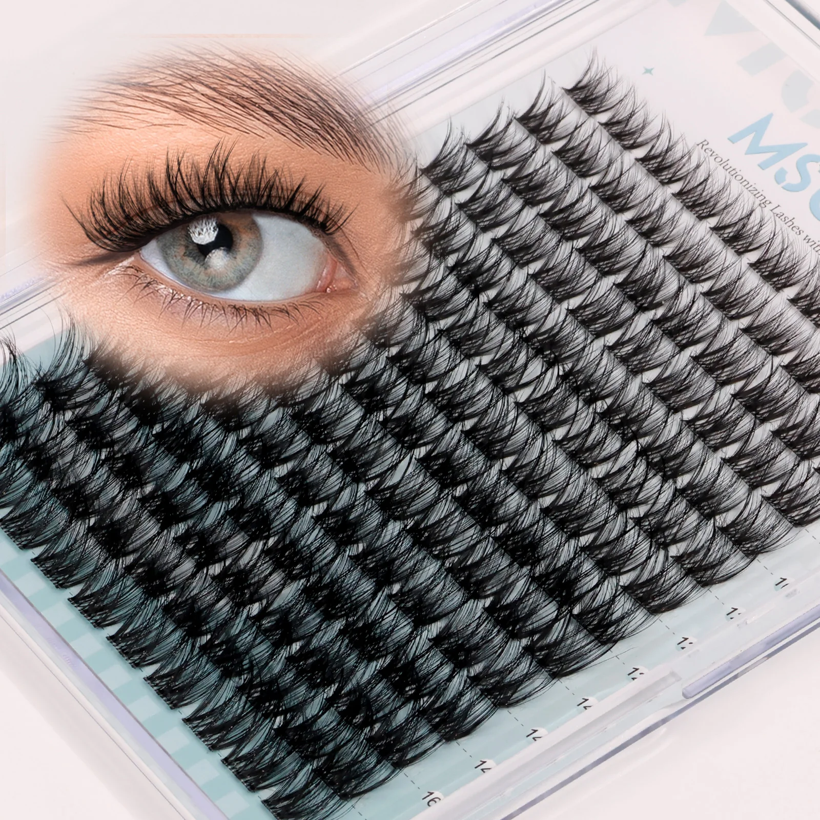 Mscici Natural Spike Design Manga Cluster Lash Kit Waterproof Latex-Free Clear Lash Glue for Sensitive Eyes DlY Anime Eyelashes