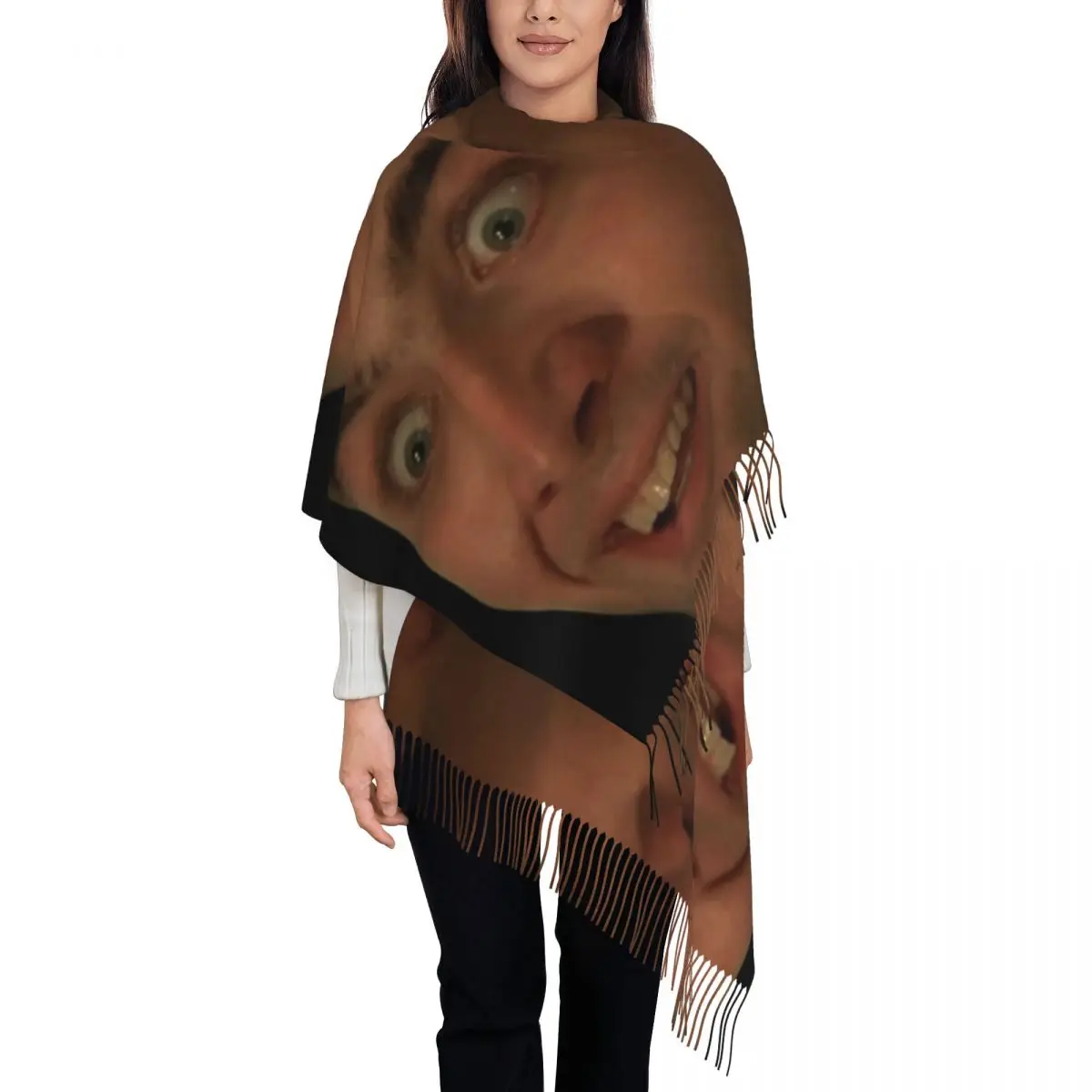 

Николас Кейдж, забавный шарф с принтом для женщин, зима-осень, шали из пашмины и накидка, Николас Кейдж, мем, длинный легкий шарф-шаль