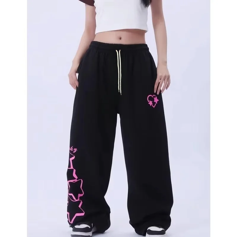 Star Letter Print All-match Fashion Women's Pants Street Dance High Waist Street Trendy Trousers Spring Summer Pants Women kids