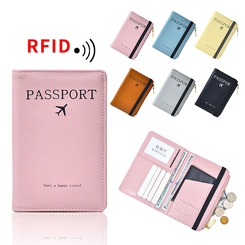 RFID Retro Business Passport Set For Women And Men PU Leather Passport Clip Multi-function Credit Card Holder Travel Accessories