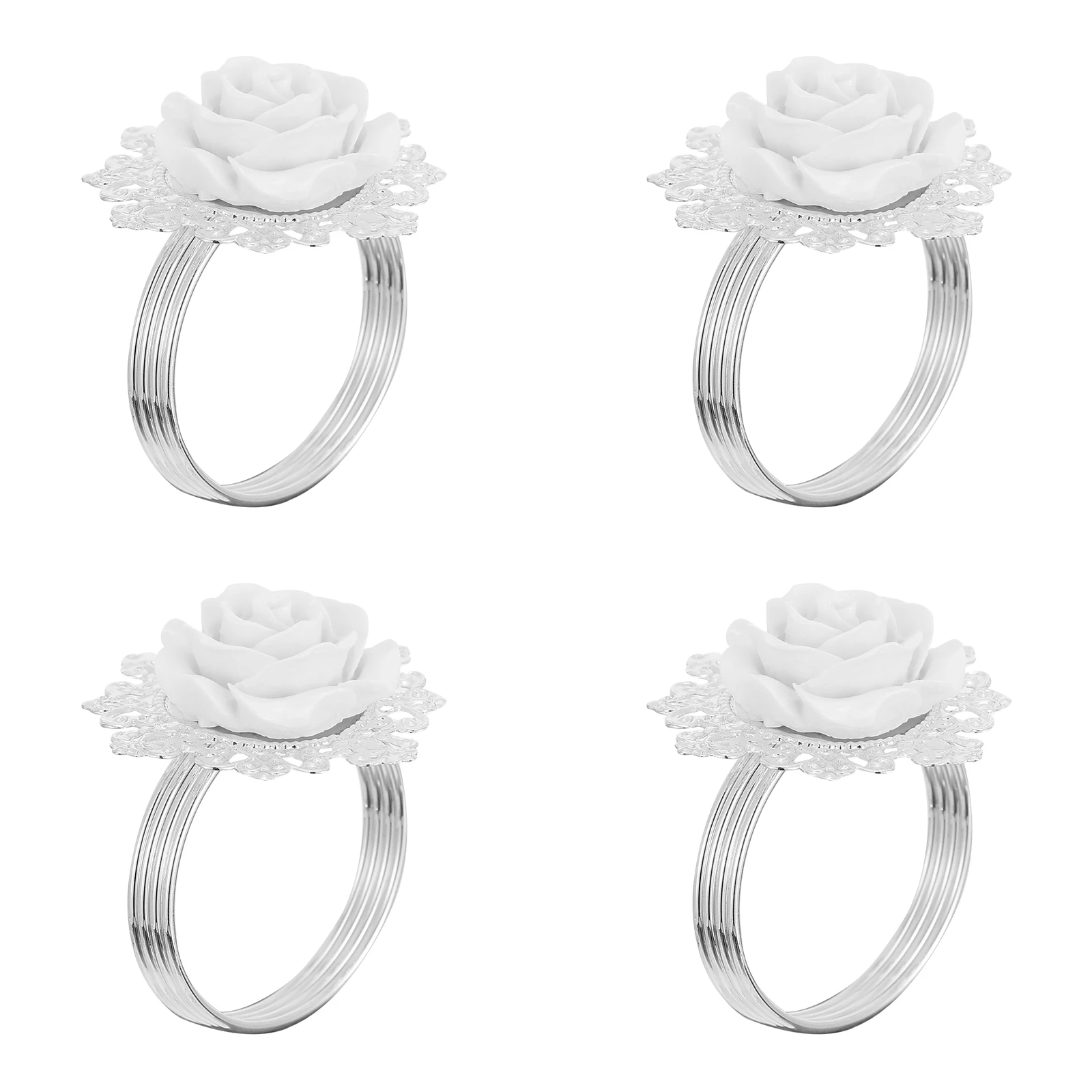 

12 Pcs Napkin Buckle Alloy Rose Ring Metal Delicate Zinc Holder Exquisite Flower Retro Decor
