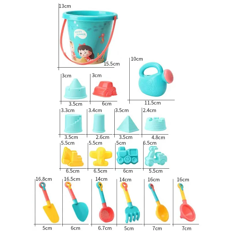ألعاب الشاطئ الصيف في الهواء الطلق اللعب الرمال المياه البلاستيكية دلو سقي زجاجة معاول عطلة مجموعة ألعاب للأطفال هدية