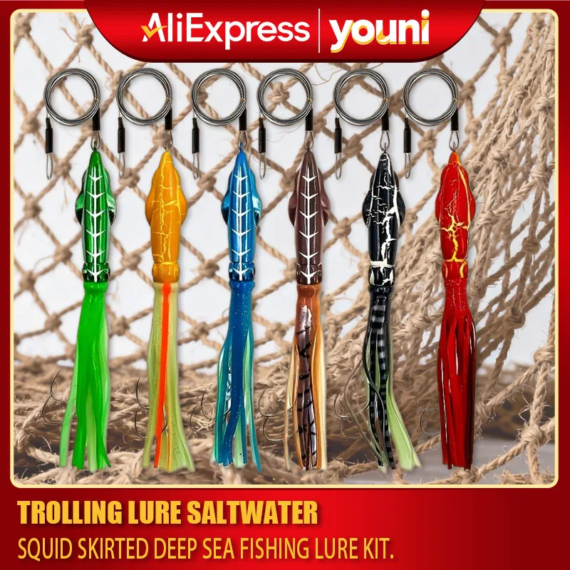 

Приманка для троллинга соленой водой, 1 шт., комплект приманок для глубоководной рыбалки с кальмаром, тунца, Марлин, ваху, шарк, приманки для троллинговой рыбалки Mahi