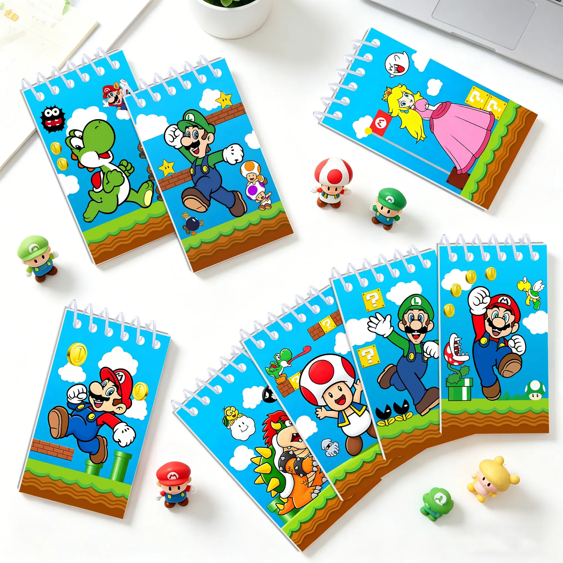 

8/10pcs Mario notebook schedule book mini portable memo pad coil book student homework note taking exercise book stationery gift