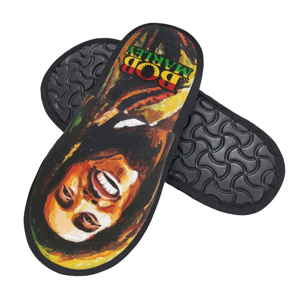 Custom Jamaica Singer Reggae Rock Bob Marley Soft Memory Foam House Slippers Women Comfy Warm Anti-Skid Slipper