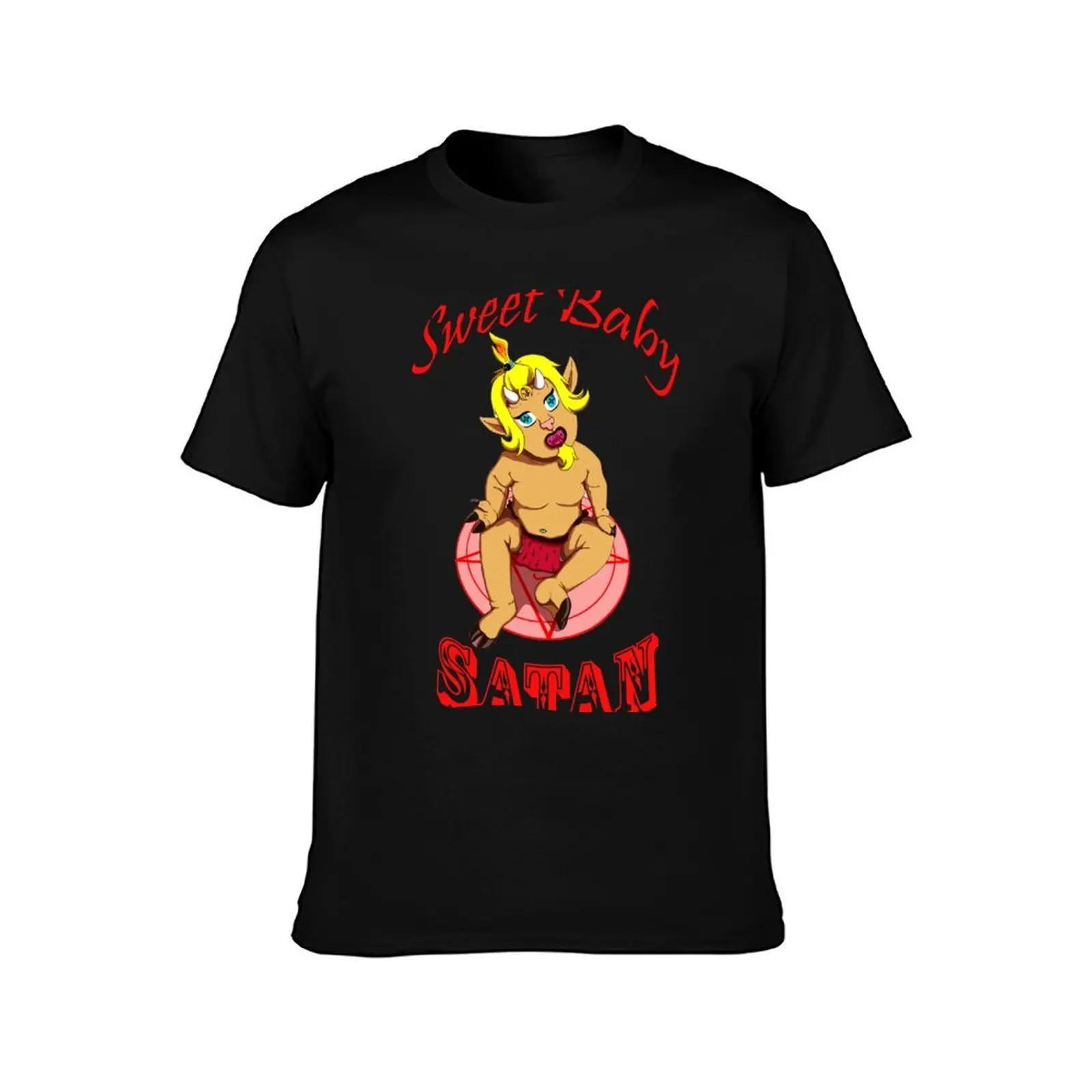 Sweet Baby Satan T-Shirt, Summer Casual Cotton Tee, Oversized Streetwear Tops, Vintage Graphic Print, Loose Fit Short Sleeve