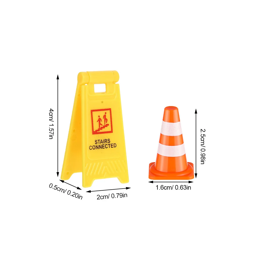 1 set 1 Set Kids Educational Mini Traffic Cone Set Bright Road Signs Pretend Play Simulation Traffic Kit For