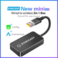 SYNCCAST Mini C3 2 in 1 Wireless CarPlay Android Auto Car Wireless Adapter for Original OEM Wired CarPlay Wired Android Auto