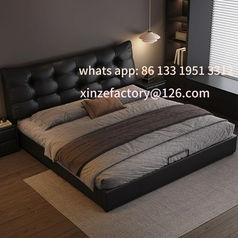 

Customizable modern minimalist leather bed 1.8 meters double bed light luxury furniture