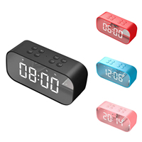 Mirror Wireless Bluetooth Speaker with FM Radio Mini Portable Card Mirror Sound Box with Alarm Clock for Mobile Phone Computer