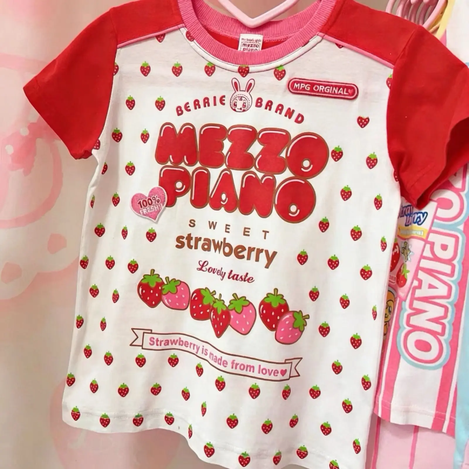 Japanese Polka Dot Cartoon Mp Jojifuku Raglan Short-sleeved T-shirt Summer Color Blocking Sweet Girl Graphic T Shirts Y2k Top