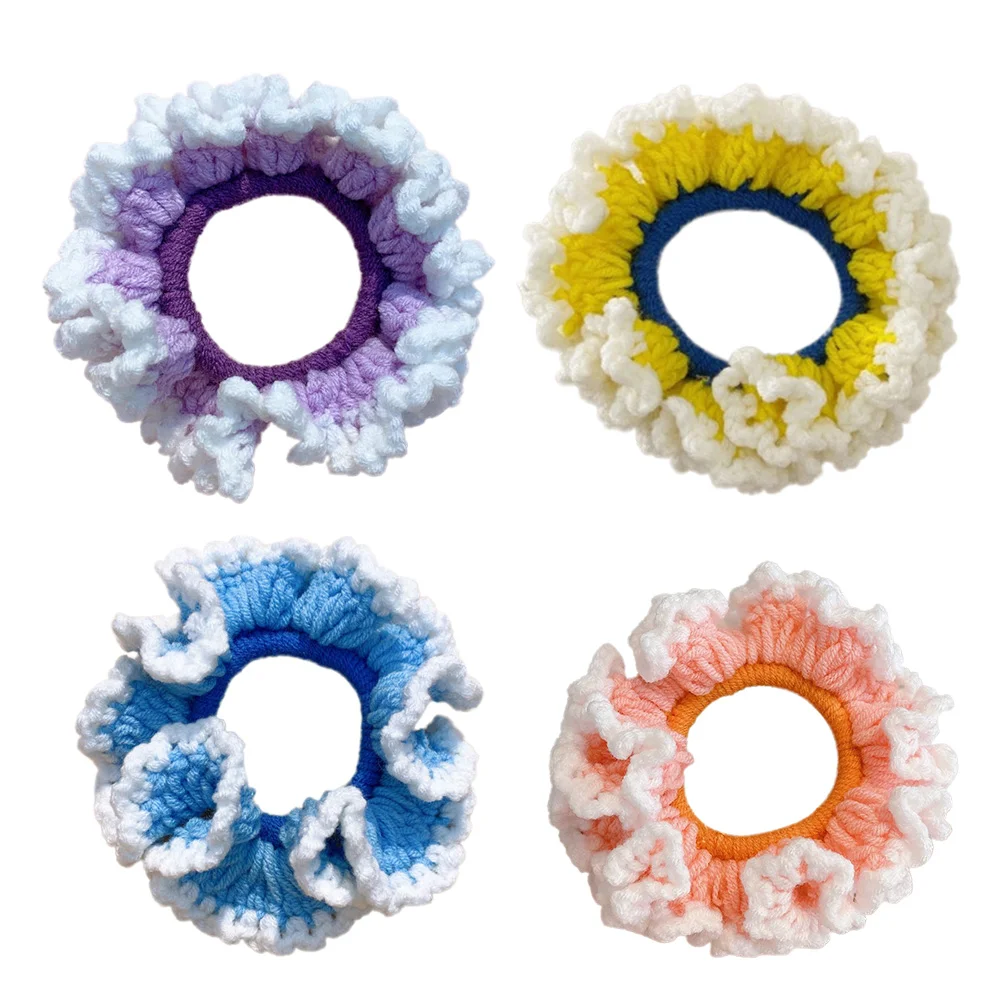 Knitted Wool Hair Tie Decors Exquisite Ring Ribbons Rings Hand-woven Scrunchies Elasticity