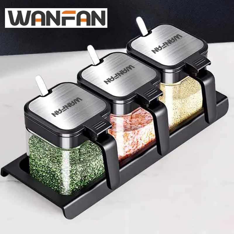 Kitchen Spice Jars with Lids – Airtight Glass Seasoning Bottles
