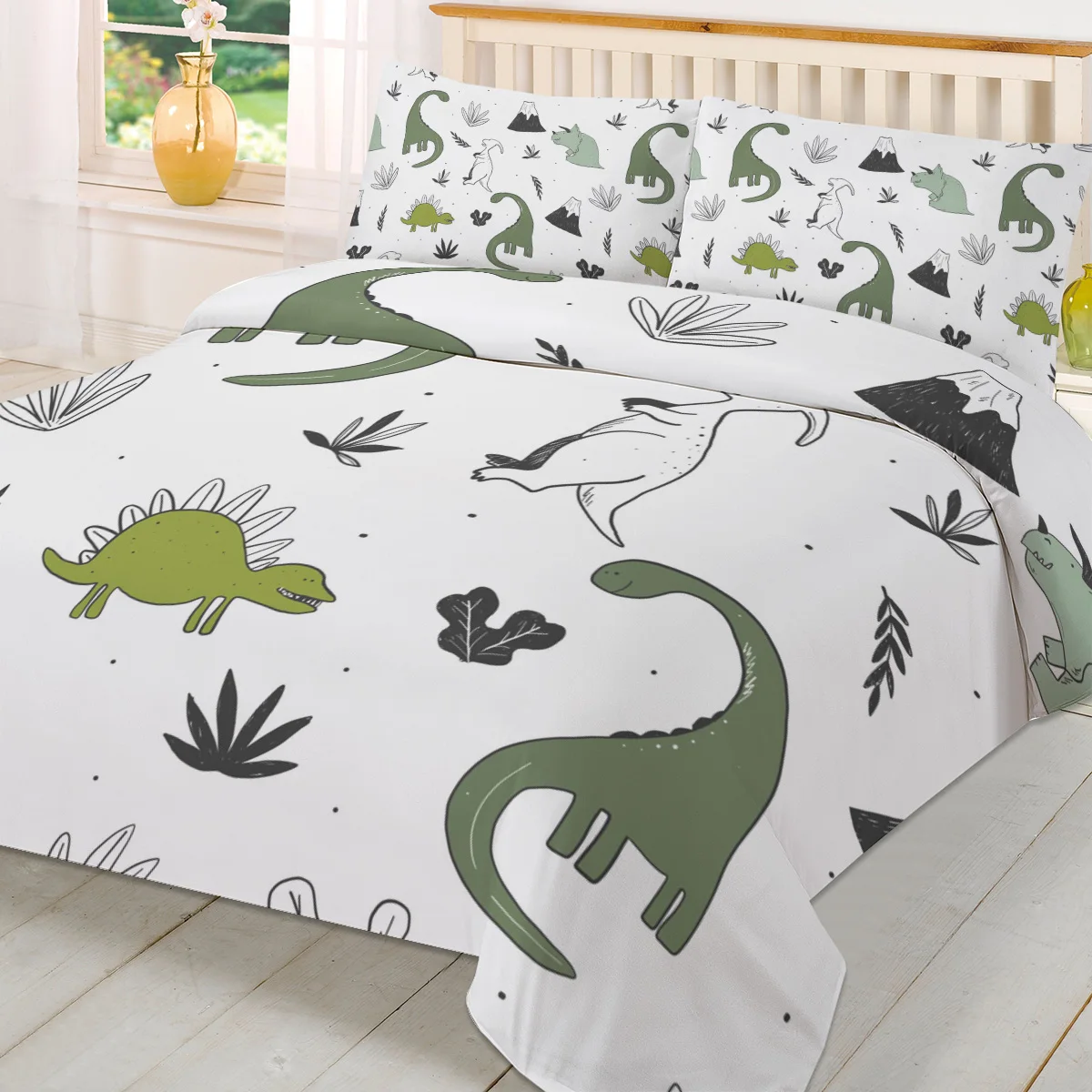 Animal Green Dinosaur Plant Duvet Cover Bed Bedding Set Home Textile Quilt Cover Pillowcases Bedroom Double Bedding Set No Sheet 4