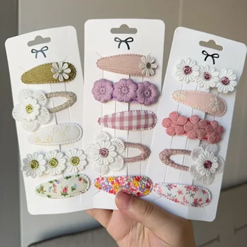 5 pz/set nuove ragazze carino fiori solidi modello forcine per bambini belle clip per capelli mollette fascia accessori per capelli moda