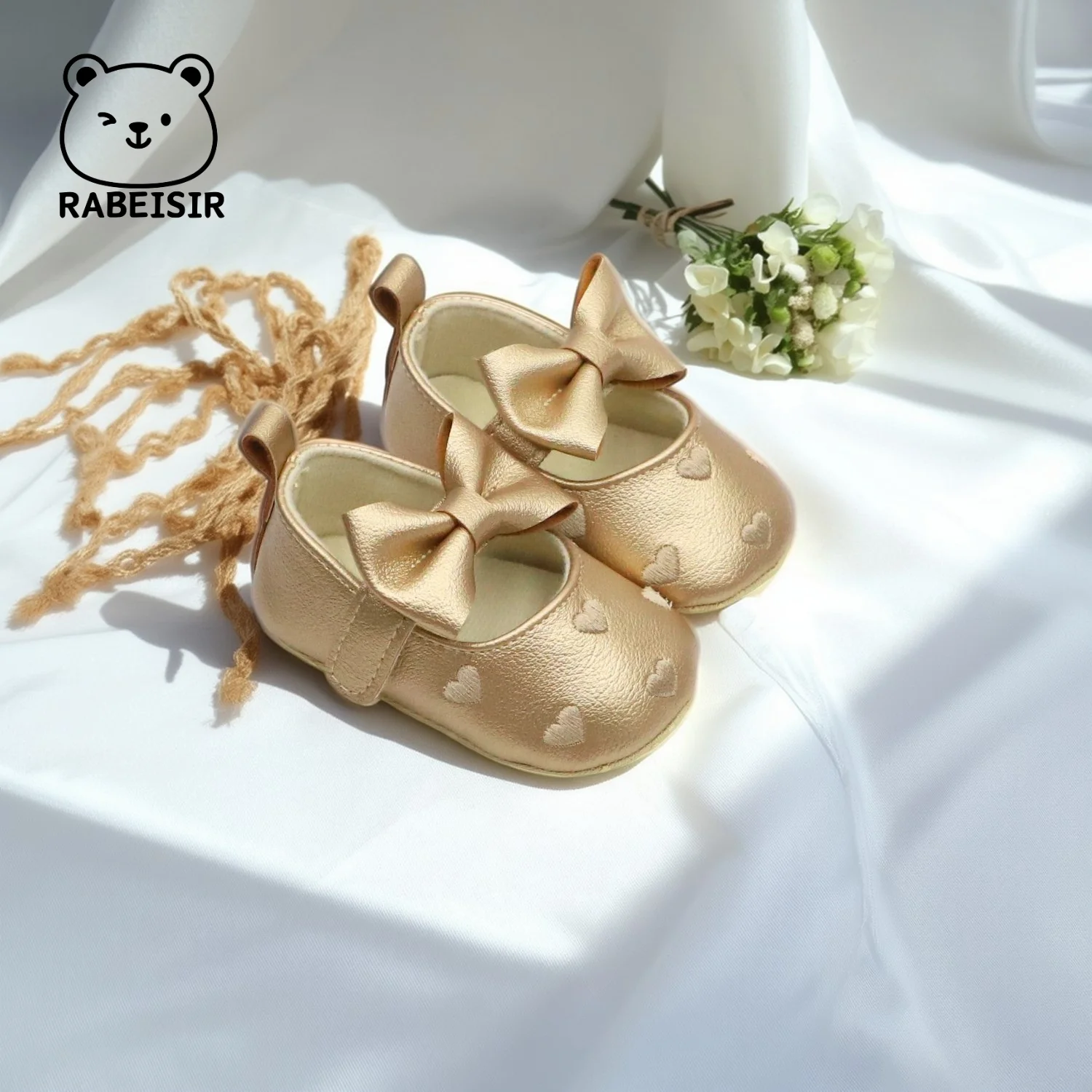 

Baby girl princess shoes baby walking shoes 0-6-12-18 months anti slip breathable girls' wedding shoes