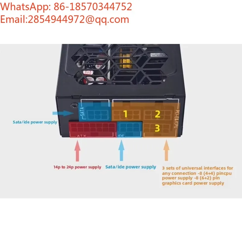 YY     500W Full Modular 1U Mini Silent Power Supply, Compatible with 600W ITX Small Chassis Long Service Life PC Power Unit