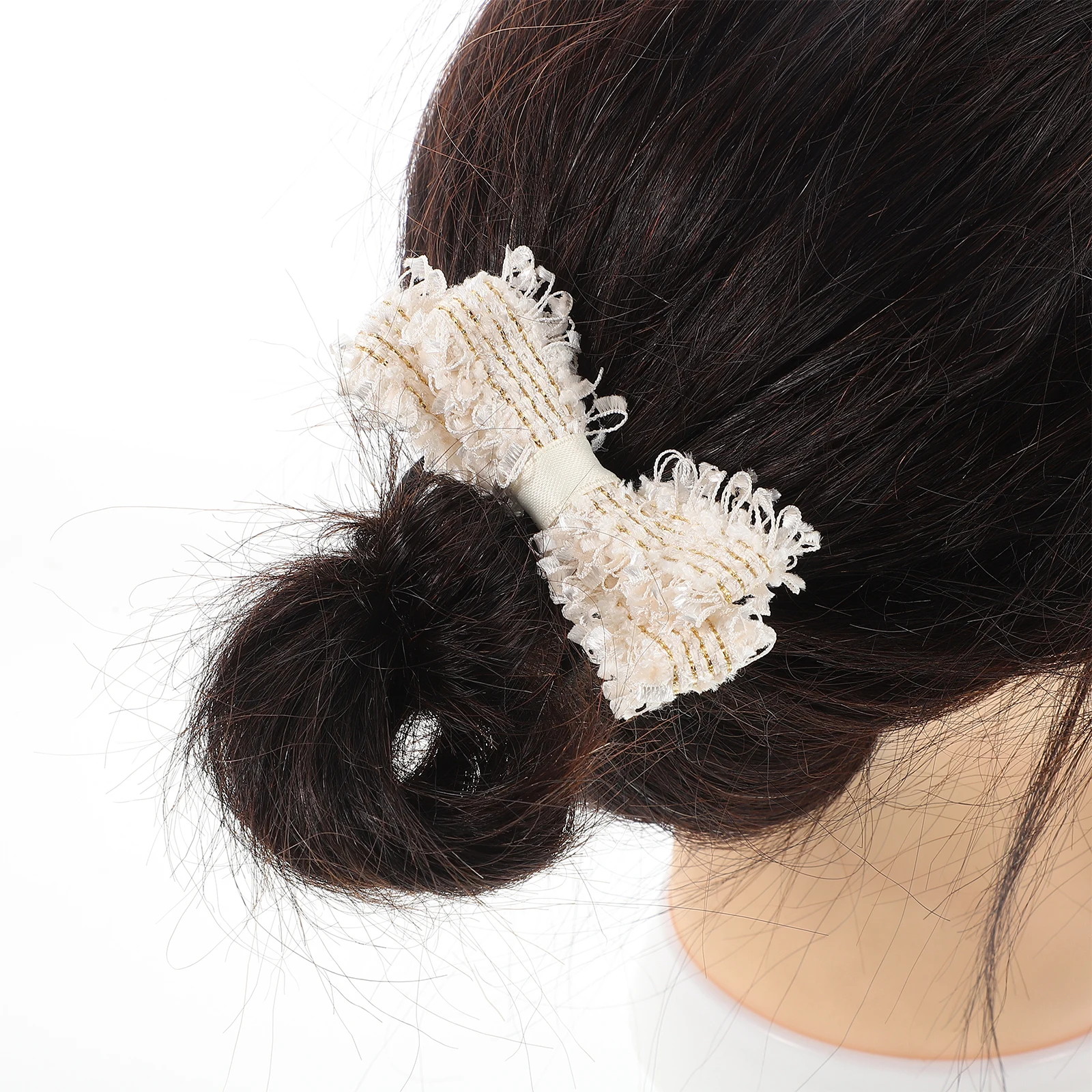 

2pcs Elastic Hair Ties Strong Hold Lace Design Soft Comfortable Costume Hair Accessories For Women Girls School Wedding