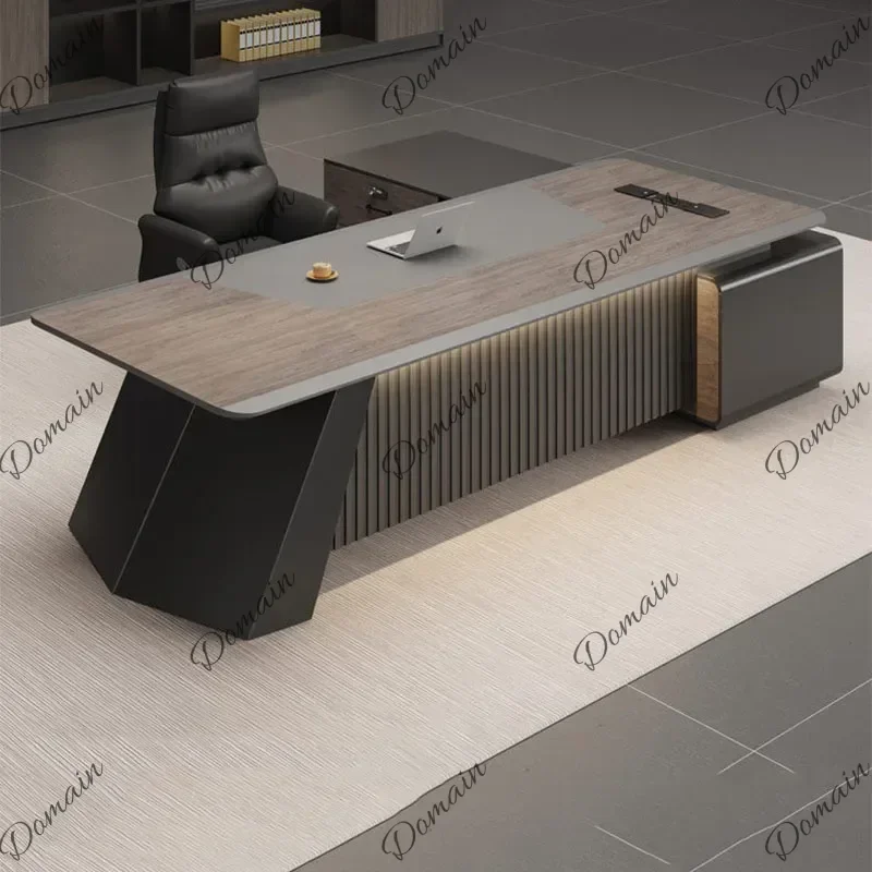 46 M Luxury Designer Office Desk Modern Aesthetic Funky Interior Large Size Office Desk Wooden Mesa Ordenador Lounge Suite Furni