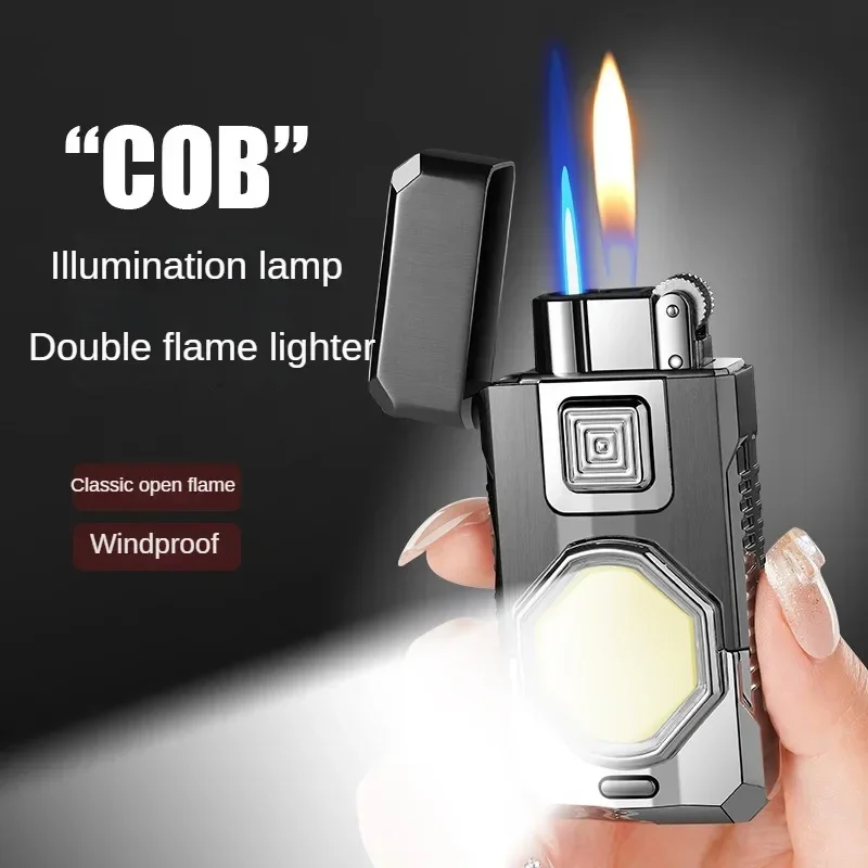 

COB Lighting Dual Flame Conversion Gas Lighter, Metal Body, Personalized Creativity, Cool Gift for Men