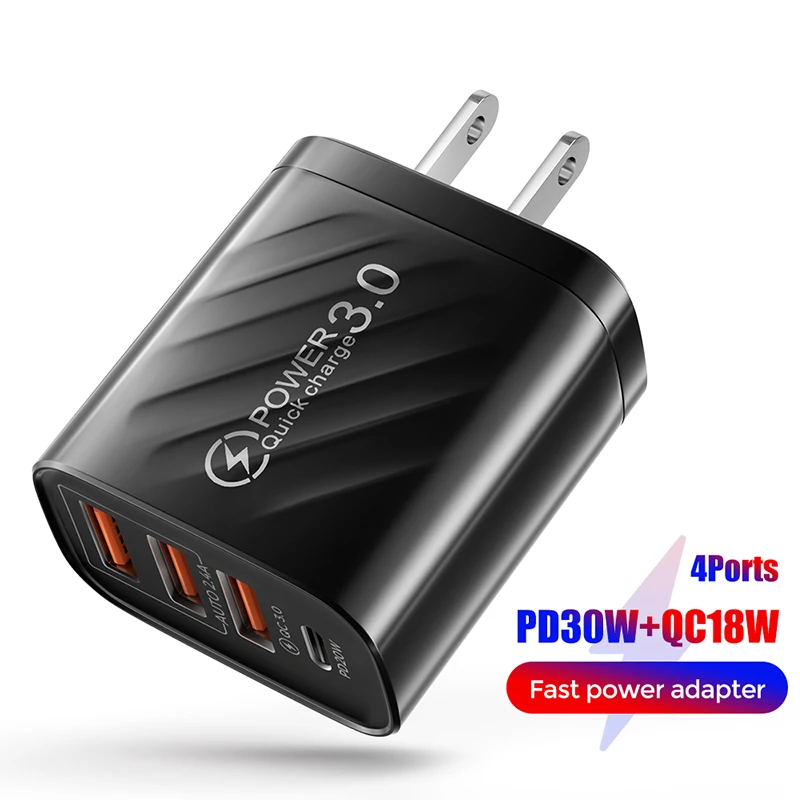 PD USB 48W Fast Charging Charger Type C USB Wall Multi Ports Power Adapter USB C   4 In 1 Charger Quick Charging QC3.0 Charger