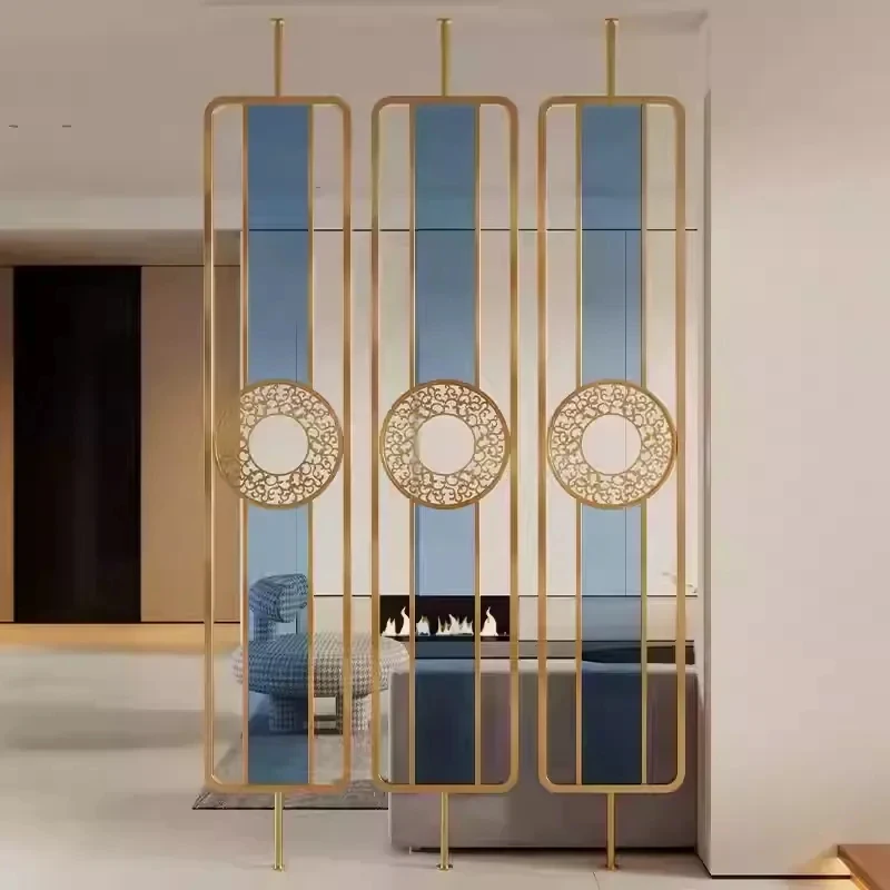 custom.Luxury Art Deco Stainless Steel Room Divider Metal & Glass Partition Screens Lobby Hall Restaurant Birthday