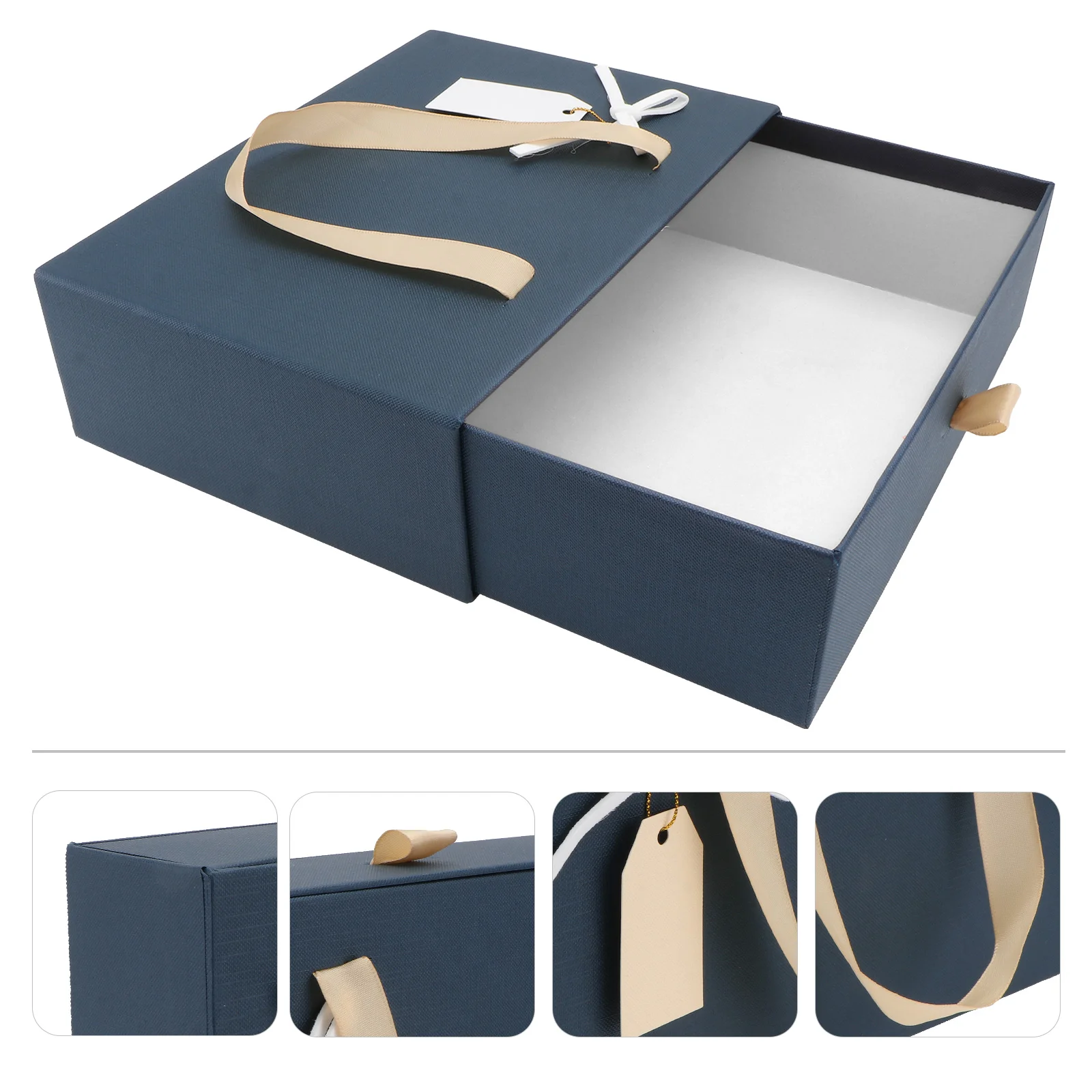 Scarf Gift Box Drawer Structure Container Fashion Lover Cardboard Dark Blue Colleague