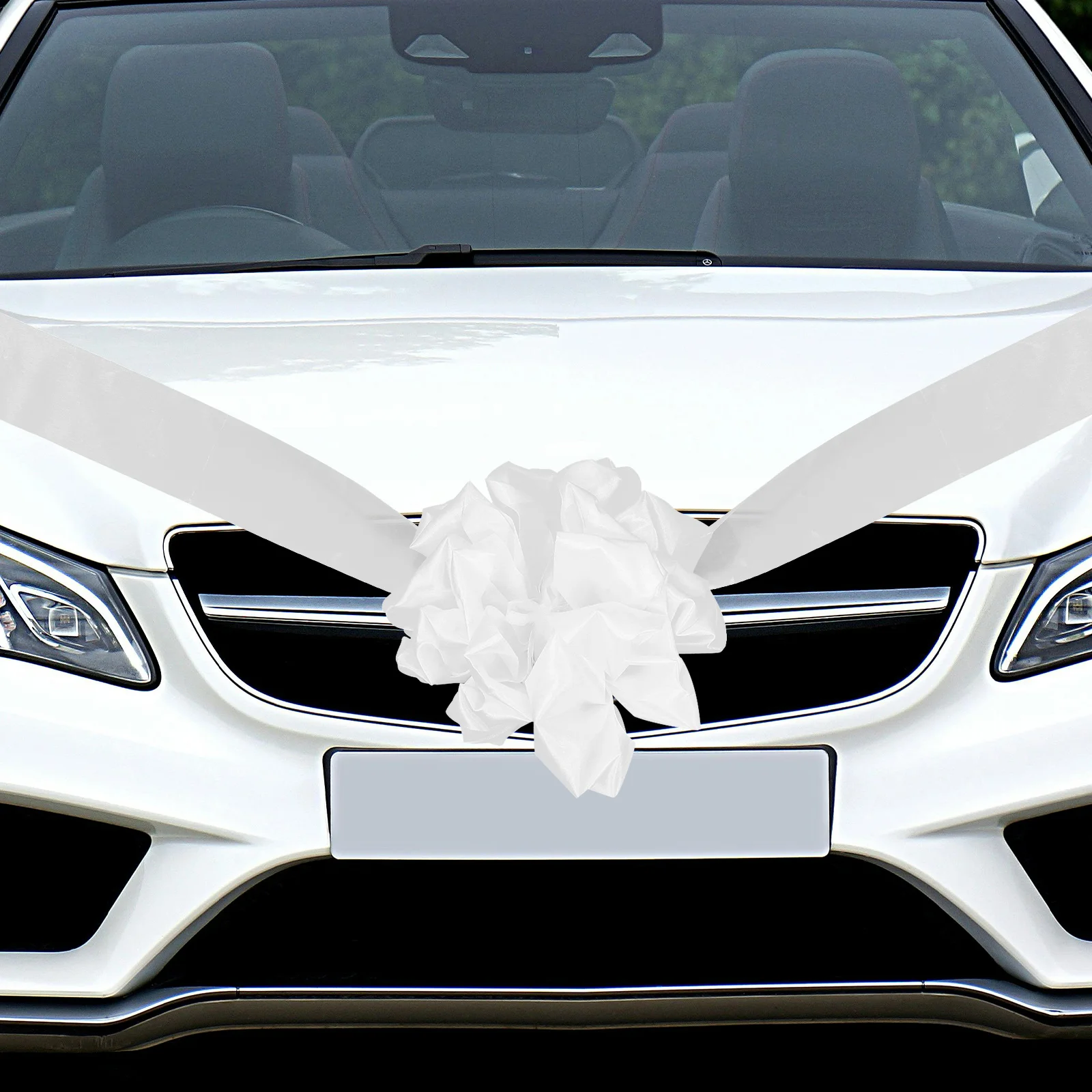 

Wedding Car Decor White Gauze Ribbons Silk Flower Bouquet Decoration Bridal Car Flowers Fake Ribbon Wedding Scene DIY