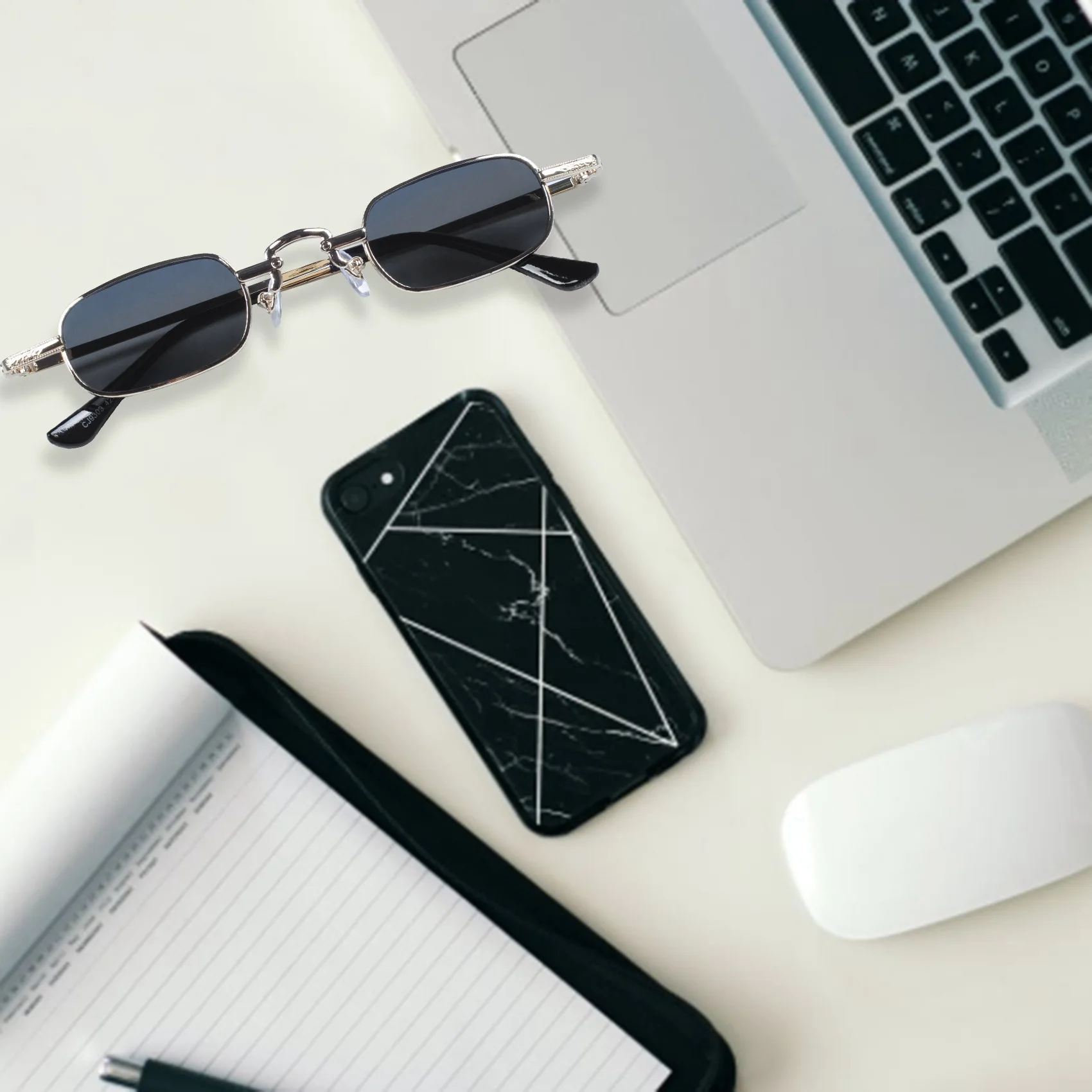 Ретро-очки в стиле панк прозрачные Квадратные Солнцезащитные очки женские Ретро Солнцезащитные очки Мужская металлическая оправа-Черные Серые и золотые