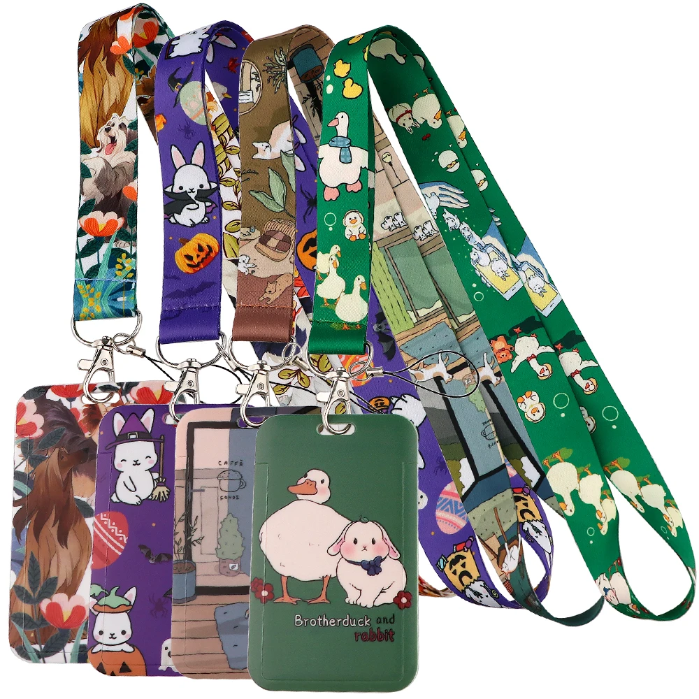 Cartoon Animal Cute Lanyard for Key Neck Strap ID Card Badge Holder Keychain Key Holder Hang Rope Keyrings Accessories