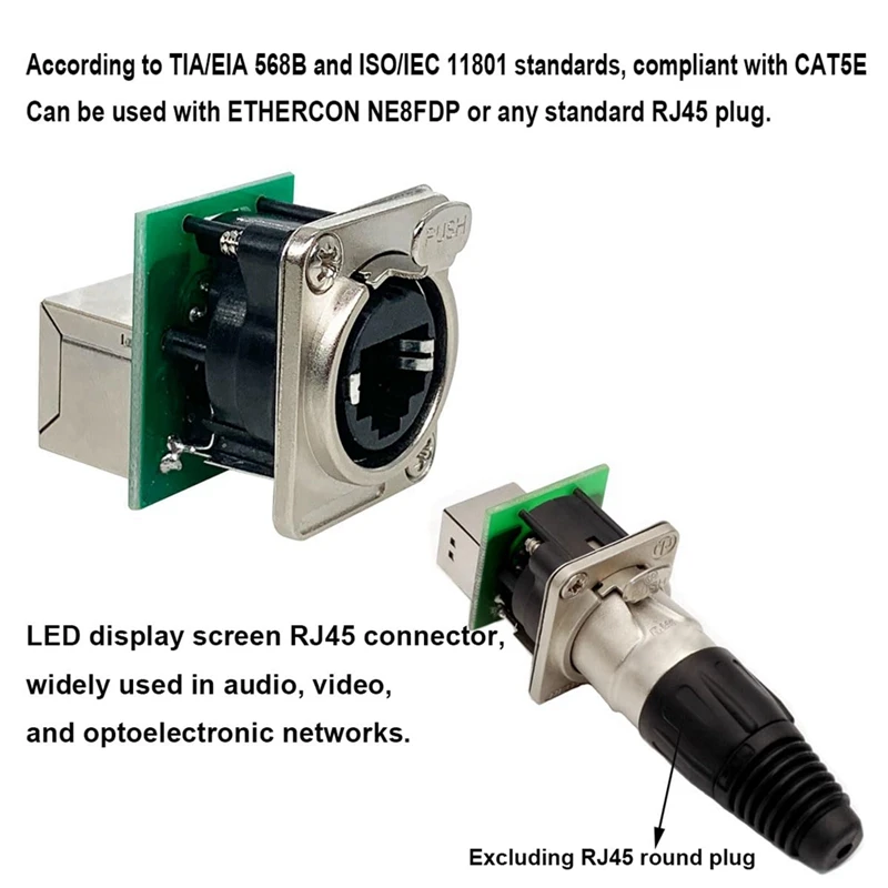 Ethercon Rj45 Chassis Socket,D-N8FDP RJ45 Feed/Pass Panel Mount Jack,D Series Cat5 RJ45 Vertical Panel-Mount Connector Durable