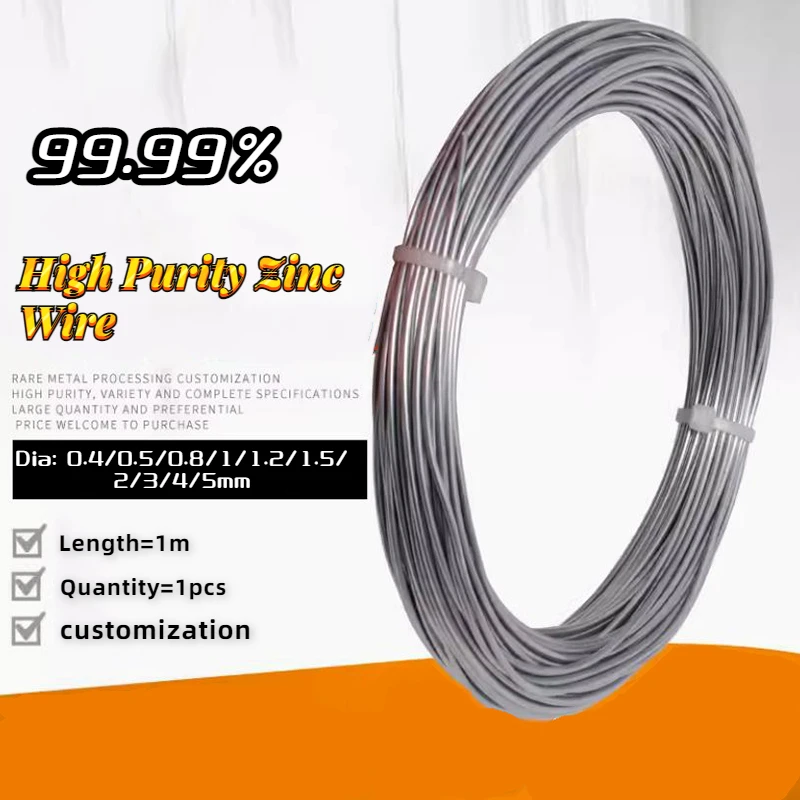 99.99% High Purity Zinc Wire Zinc Rod for Scientific Research and Experimental Metal Diameter 0.4mm-5mm