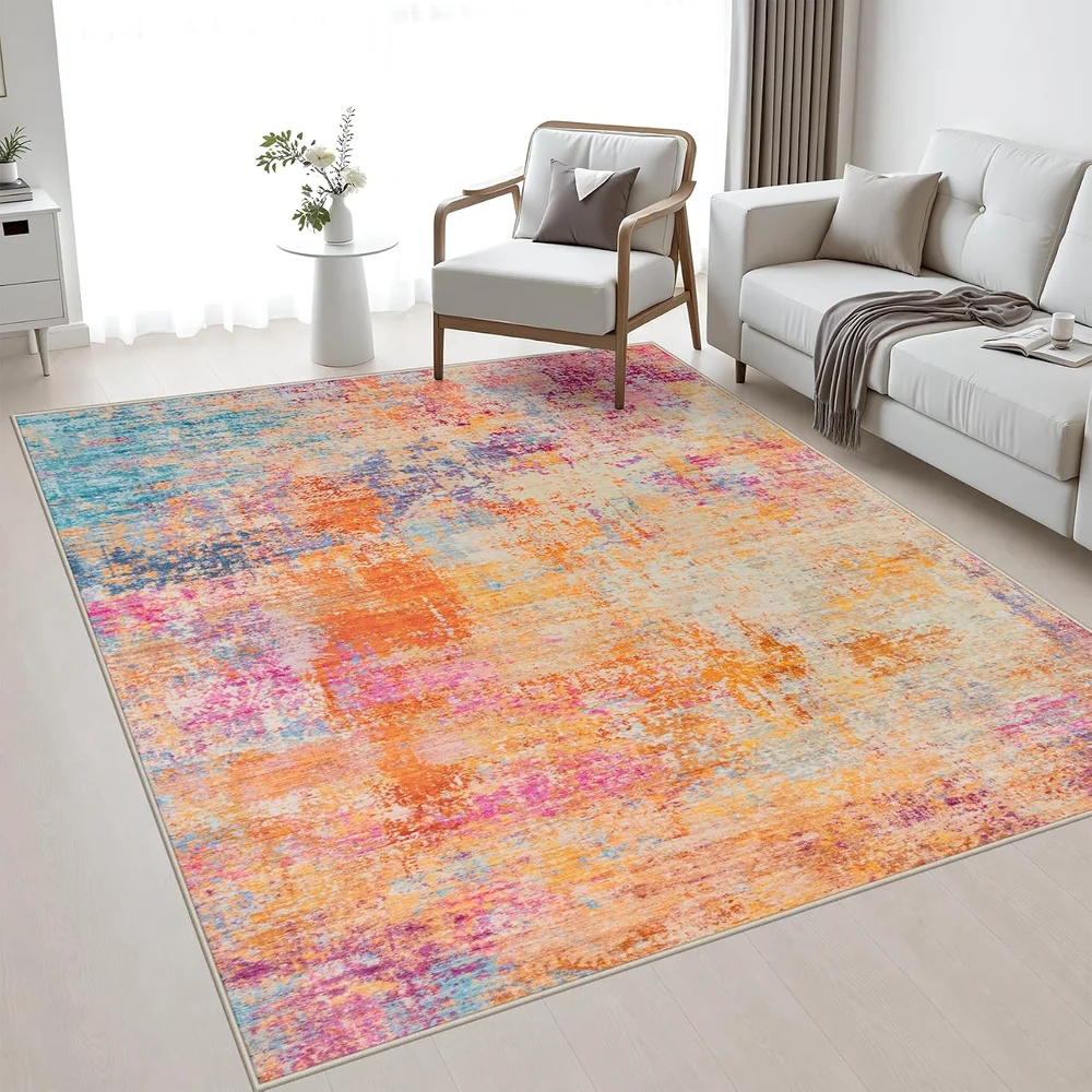 Extra Large 10x12 Modern Abstract Galaxy Haze Area Rug Washable Non Slip Carpet for Dining Room Office Farmhouse Home Decor