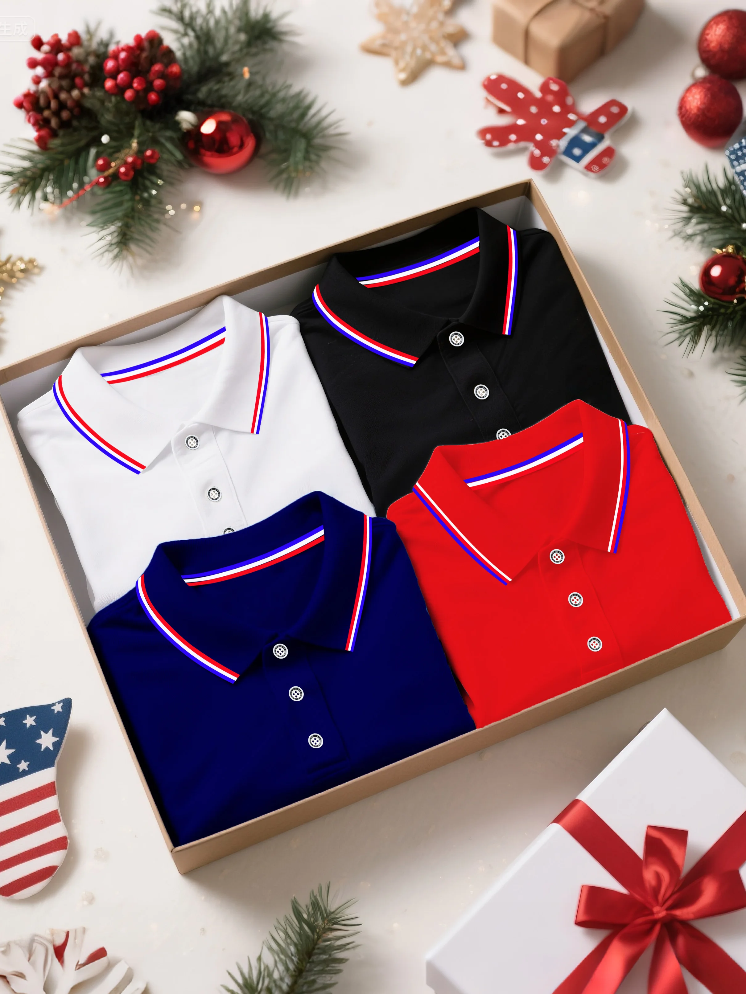 

Set of 4 Men'S Short Sleeve Polo Shirts Stylish Elegant Suitable for Outdoor Sports ＆Festive Occasions Great Gifts for Christmas